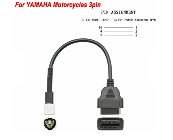 Cablu adaptor OBD II cu 3 pini pentru motociclete Yamaha - imagine 1